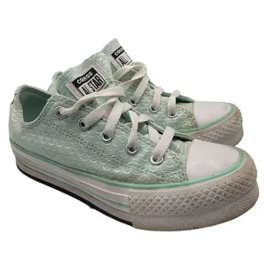 Converse Kids 1 Green Platform Shoes Casual Low Top Lace up 372753F