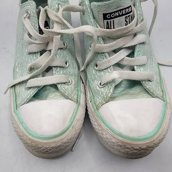 Converse Kids 1 Green Platform Shoes Casual Low Top Lace up 372753F