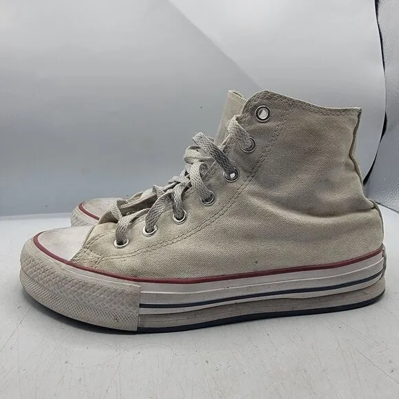 Converse Kids 4 White Platform Sneaker Shoes High Top Casual Outdoors Walking