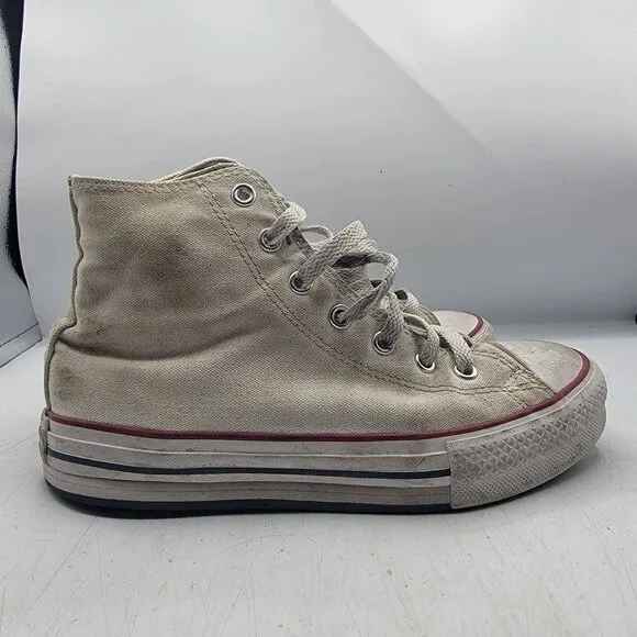 Converse Kids 4 White Platform Sneaker Shoes High Top Casual Outdoors Walking