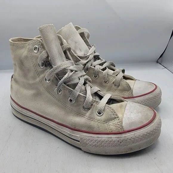 Converse Kids 4 White Platform Sneaker Shoes High Top Casual Outdoors Walking