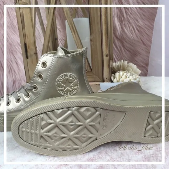 CONVERSE | Metallic Gold Canvas High Top Sneakers NEW