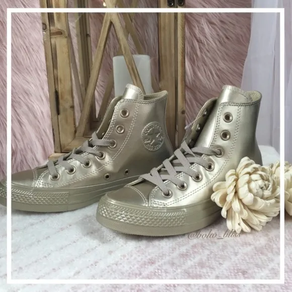 CONVERSE | Metallic Gold Canvas High Top Sneakers NEW