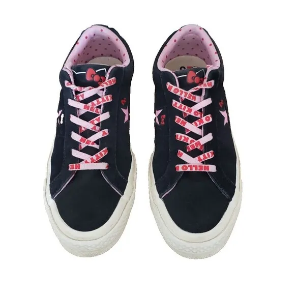 Converse One Star OX Hello Kitty Black with Pink Sneakers (SIZE Womens 9 Mens 7)