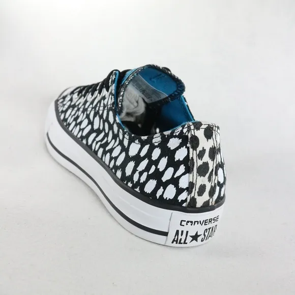 CONVERSE PAIR Chuck Taylor OX White/Black Dots Like New Sz 8 US Wmn