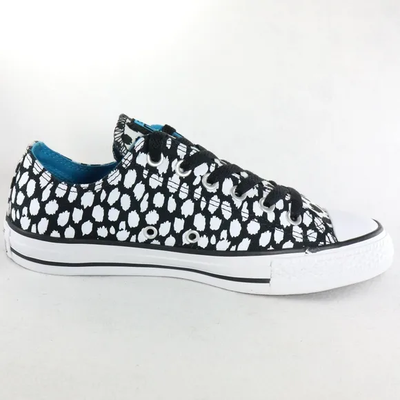 CONVERSE PAIR Chuck Taylor OX White/Black Dots Like New Sz 8 US Wmn