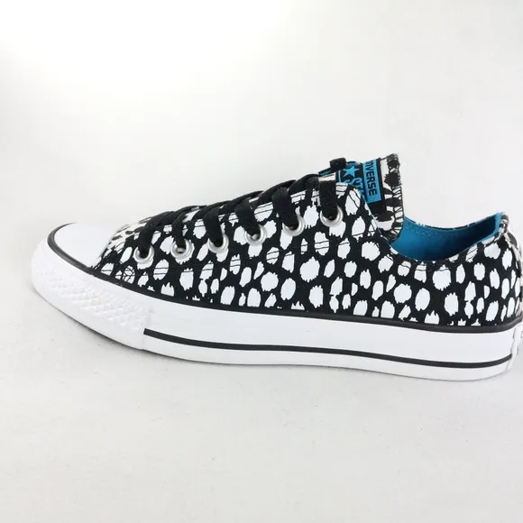CONVERSE PAIR Chuck Taylor OX White/Black Dots Like New Sz 8 US Wmn
