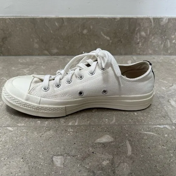 Converse‎ Play Comme des Garcons Low Top Sneakers Women 8 (Mens 6) Ivory Canvas