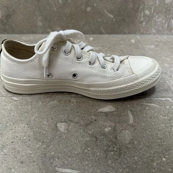 Converse‎ Play Comme des Garcons Low Top Sneakers Women 8 (Mens 6) Ivory Canvas