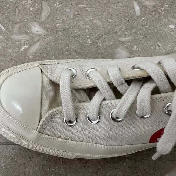 Converse‎ Play Comme des Garcons Low Top Sneakers Women 8 (Mens 6) Ivory Canvas