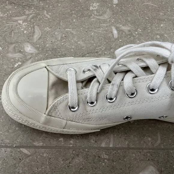 Converse‎ Play Comme des Garcons Low Top Sneakers Women 8 (Mens 6) Ivory Canvas