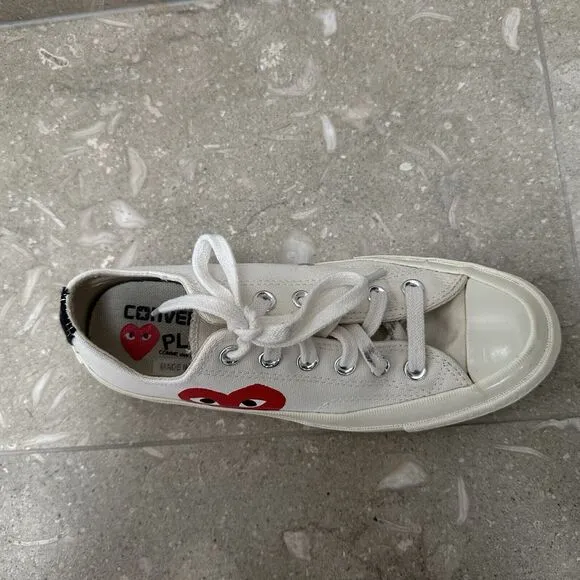 Converse‎ Play Comme des Garcons Low Top Sneakers Women 8 (Mens 6) Ivory Canvas