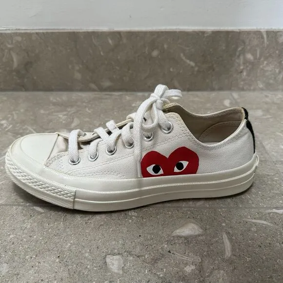 Converse‎ Play Comme des Garcons Low Top Sneakers Women 8 (Mens 6) Ivory Canvas