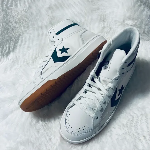 Converse Pro Blaze White and Green High-Top Speakers