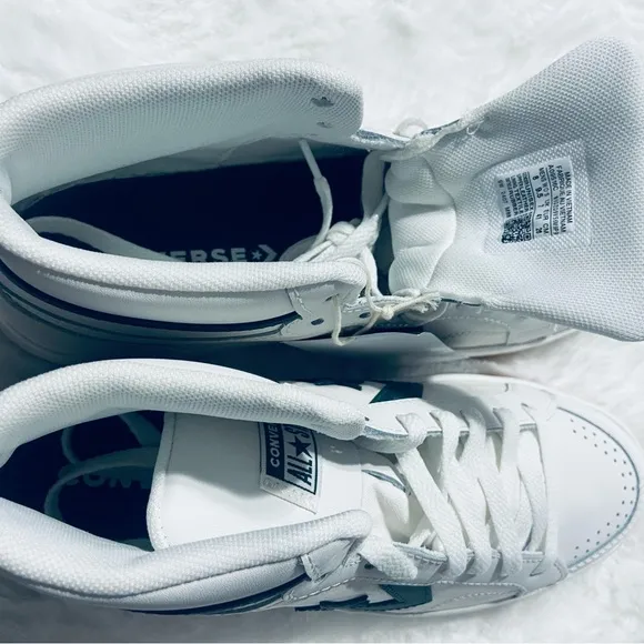 Converse Pro Blaze White and Green High-Top Speakers