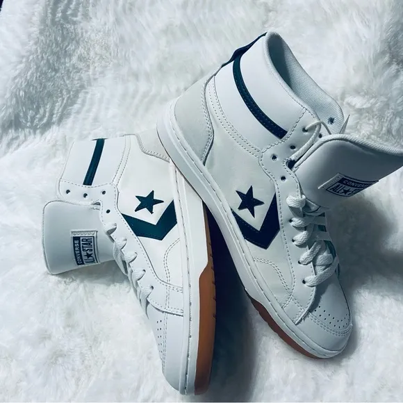Converse Pro Blaze White and Green High-Top Speakers