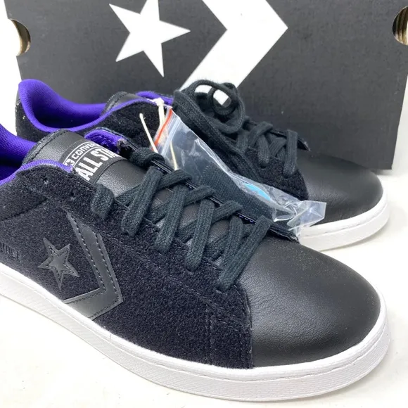 Converse Pro Leather Low Skate Women's Shoes Black Suede Casual Sneakers A01649C
