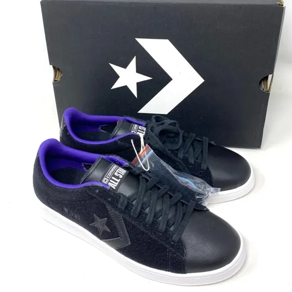 Converse Pro Leather Low Skate Women's Shoes Black Suede Casual Sneakers A01649C