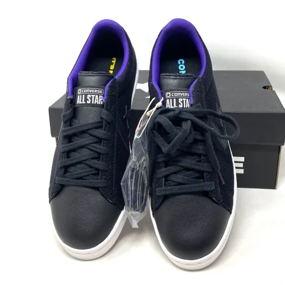 Converse Pro Leather Low Skate Women's Shoes Black Suede Casual Sneakers A01649C