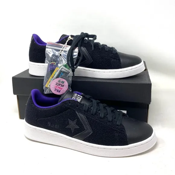Converse Pro Leather Low Skate Women's Shoes Black Suede Casual Sneakers A01649C
