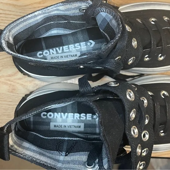 Converse Run Star Hike Platform Sneakers 9.5 Black Canvas Chuck Taylor Shoes​