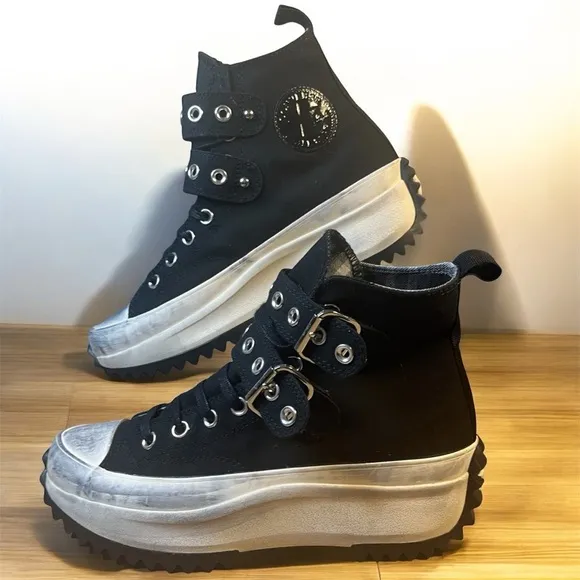 Converse Run Star Hike Platform Sneakers 9.5 Black Canvas Chuck Taylor Shoes​