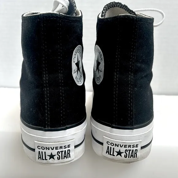 CONVERSE size 8 black canvas platform sneakers
