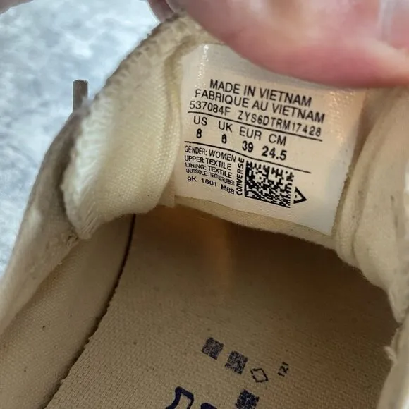 Converse Sneakers Womens 8 Chuck Taylor All Star Shoreline Shoes Beige Canvas