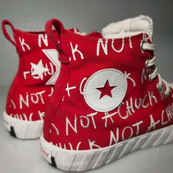Converse Street UNT1TL3D High Top Red&amp;White Canvas Sneakers 171962C Men's Size12