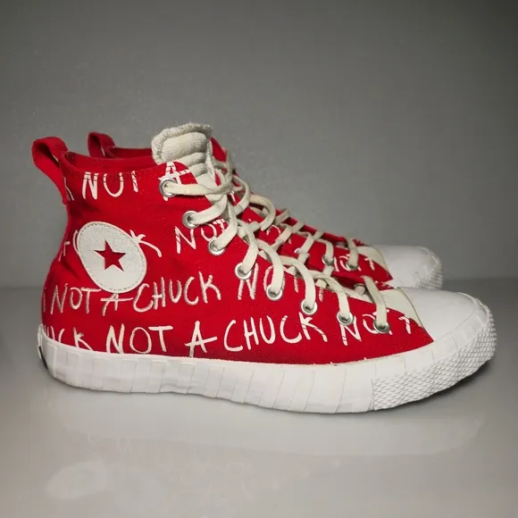Converse Street UNT1TL3D High Top Red&amp;White Canvas Sneakers 171962C Men's Size12