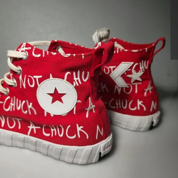 Converse Street UNT1TL3D High Top Red&amp;White Canvas Sneakers 171962C Men's Size12