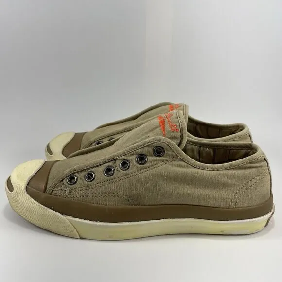 Converse x John Varvatos Slip On Sneakers Tan Canvas Casual Womens Size 6.5