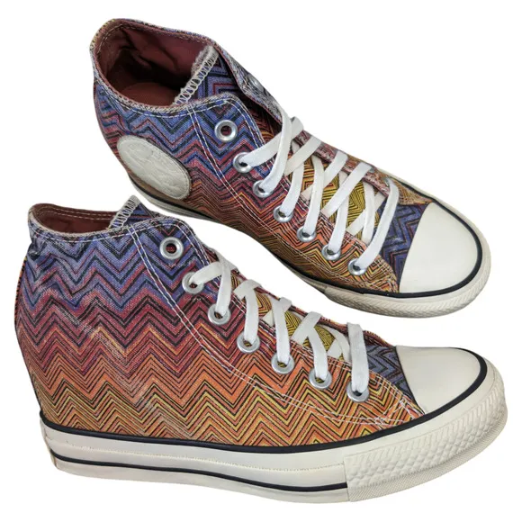 Converse x Missoni Lux Mid Hidden Wedge Chevron Periwinkle Canvas Sneaker 7.5