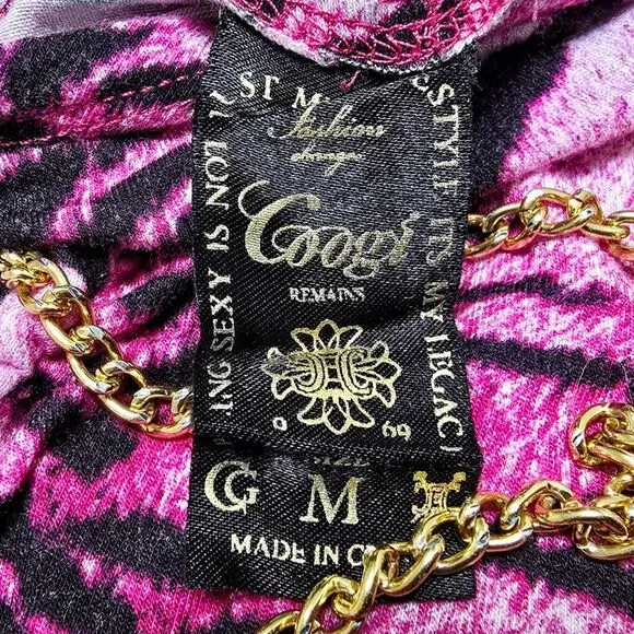 COOGI Y2K Ruched Plunge Zebra Print Mini Dress in Electric Hot Pink