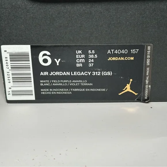 COPY - Air Jordan Legacy 312 GS Lakers High Sneakers. New in Box