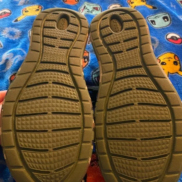 CROCS Black and Green Sneakers with Textured Sole