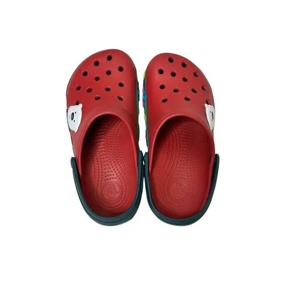Crocs Crocband Christmas Light Up Clogs Red Polar Bear Holiday Shoes M6 W8