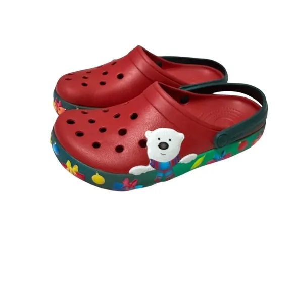 Crocs Crocband Christmas Light Up Clogs Red Polar Bear Holiday Shoes M6 W8