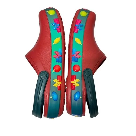 Crocs Crocband Christmas Light Up Clogs Red Polar Bear Holiday Shoes M6 W8