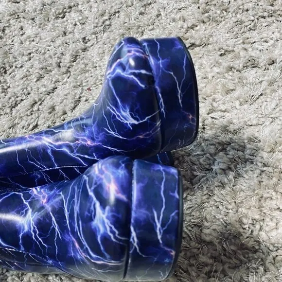 Current Mood Womens Platform Boots Size 7M Electric Blue Dolls Kill Lightening S