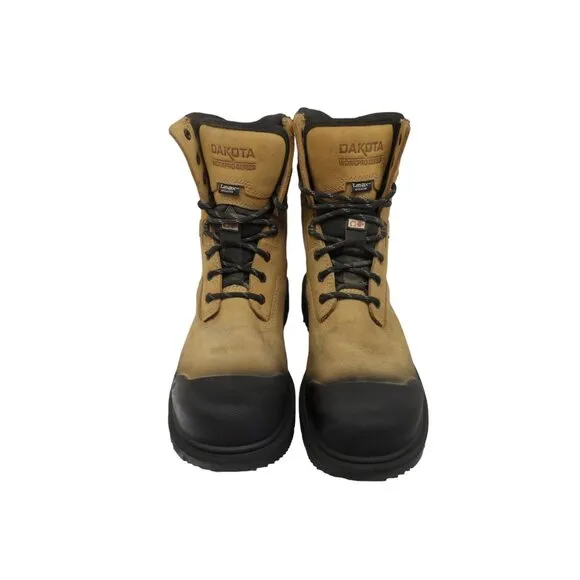 DAKOTA Men 8&quot; Steel Toe Steel Plate Quad Comfort Work Boots 8522 Wheat Size 10W