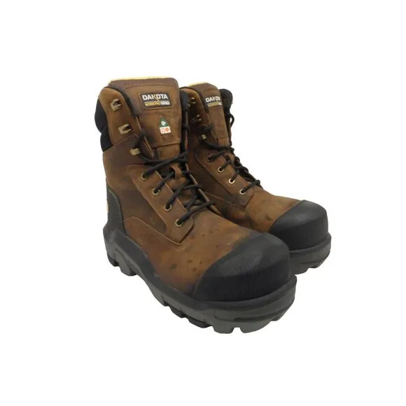 Dakota Men's 8&quot; 8570 Comp Toe Comp Plate FreshTech Work Boots Brown Size 10M