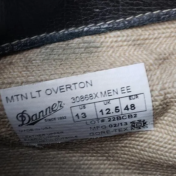 Danner Mountain Light Overton Mens 5&quot; size 13 Outdoor Hiking Boots (No Insole)
