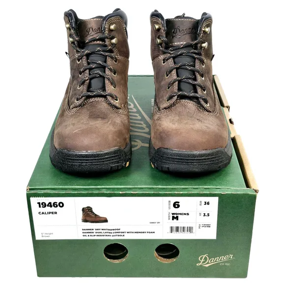 Danner Women's Sz 6 M Caliper 5&quot; Brown Leather Waterproof Work Boots 19460 USA