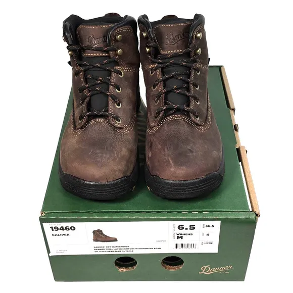 Danner Womens Sz 6.5 M Caliper 5&quot; Brown Leather Waterproof Work Boots 19460 USA