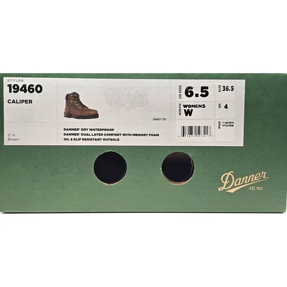 Danner Womens Sz 6.5 W Caliper 5&quot; Brown Leather Waterproof Work Boots 19460 USA