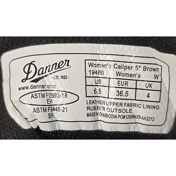 Danner Womens Sz 6.5 W Caliper 5&quot; Brown Leather Waterproof Work Boots 19460 USA