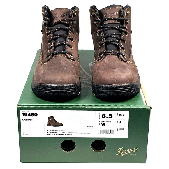 Danner Womens Sz 6.5 W Caliper 5&quot; Brown Leather Waterproof Work Boots 19460 USA
