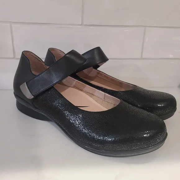 Dansko Audrey MaryJane Black Leather Shoes Size 41 | 10.5-11
