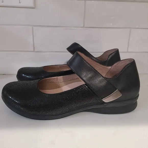 Dansko Audrey MaryJane Black Leather Shoes Size 41 | 10.5-11